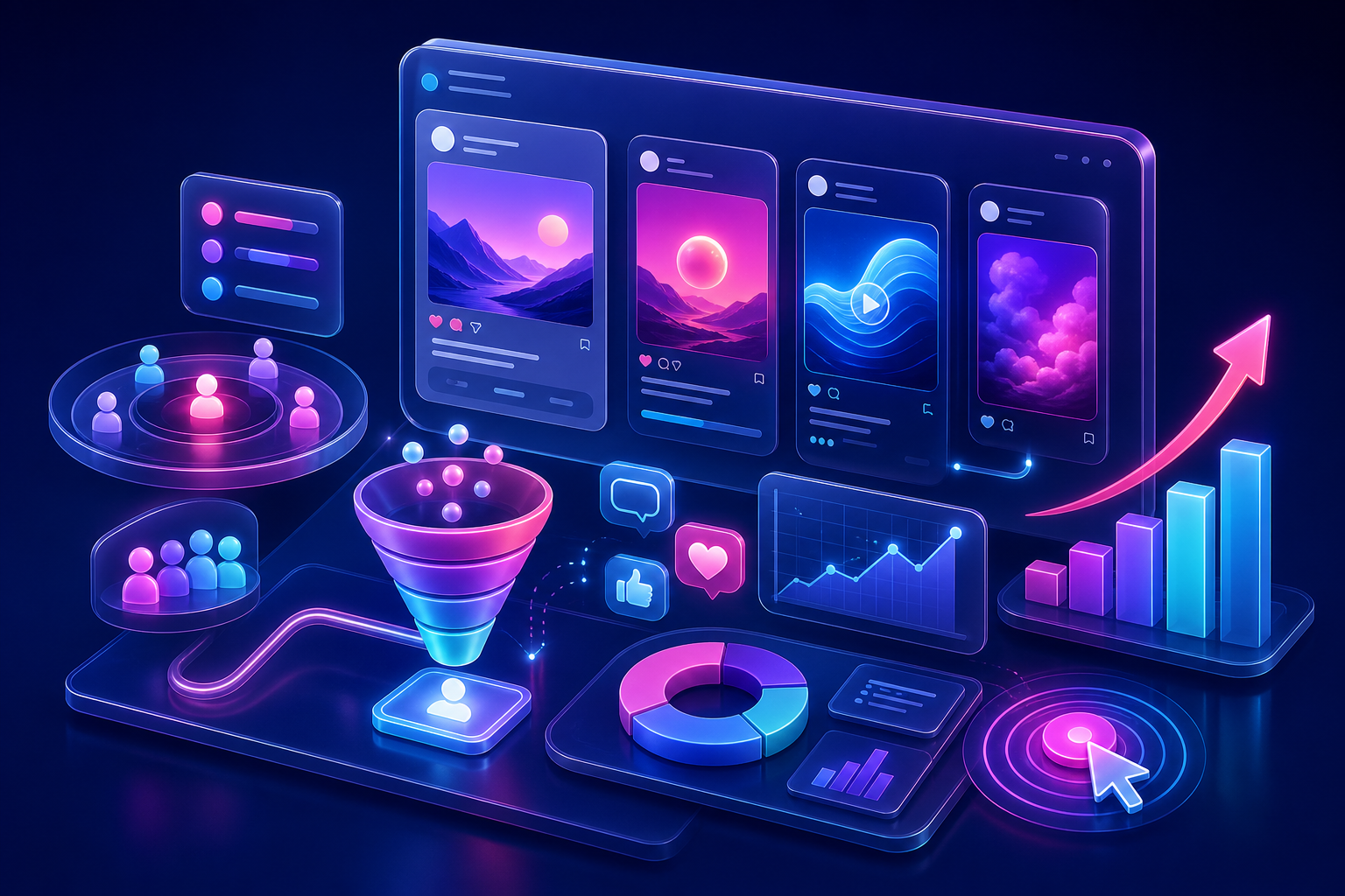 Meta advertising audience targeting and conversion analytics visual